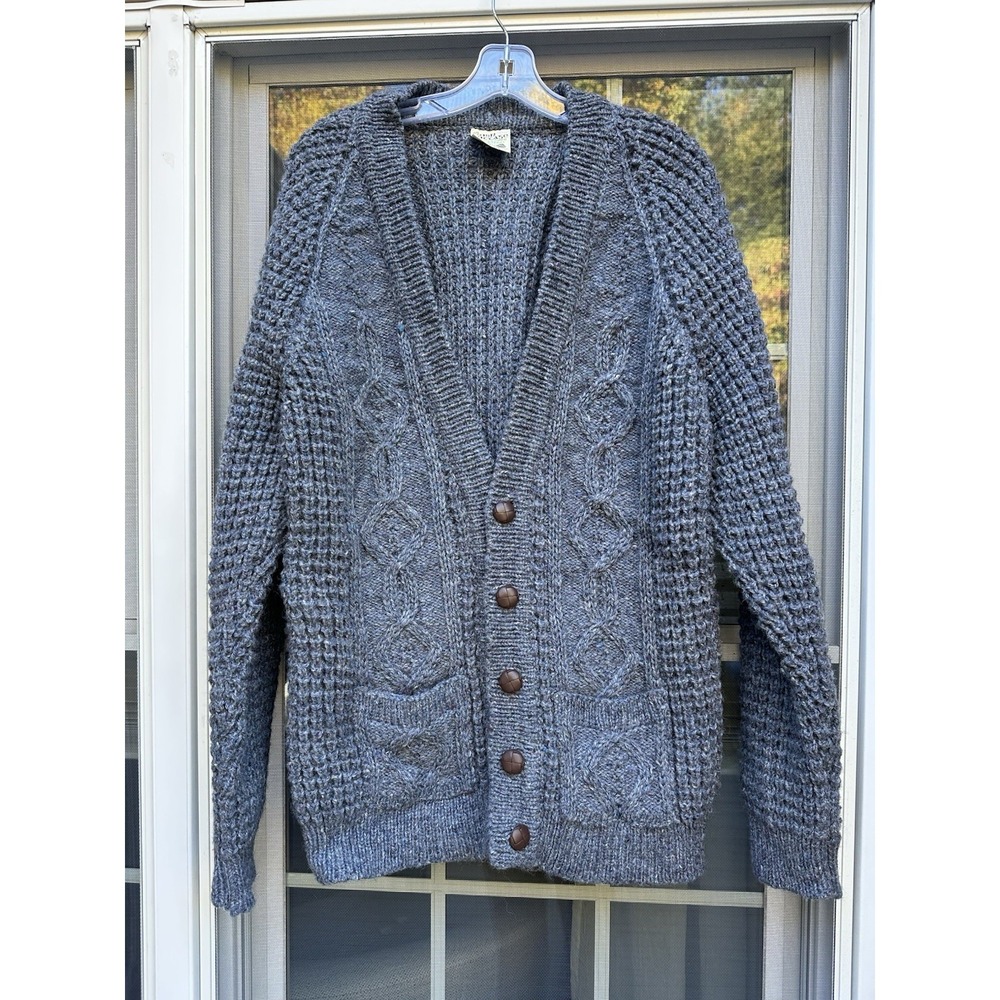The Irish Cottage Cardigan Sweater Blue Handloomed vintage